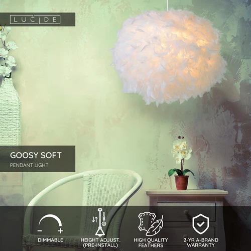 Lucide GOOSY SOFT - Pendant light - Ø 50 cm - 1xE27 - White - USP